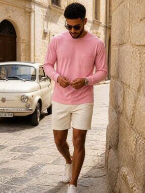 Ever Forward Men’s Pink Long Sleeve Pocket T-Shirt Size Medium
